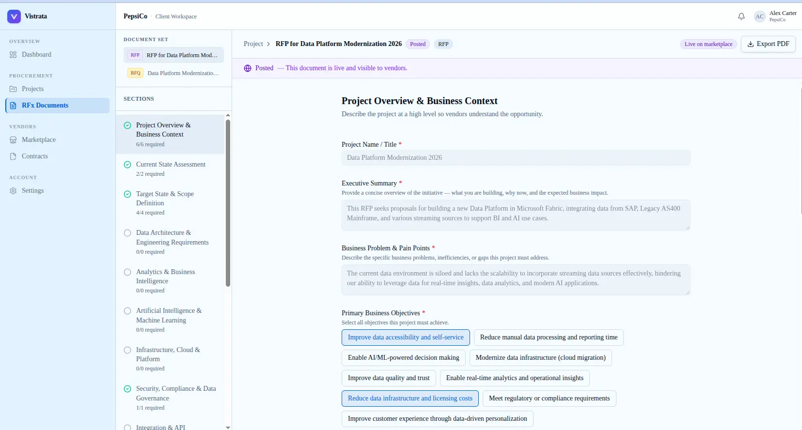 RFx Workspace Screenshot